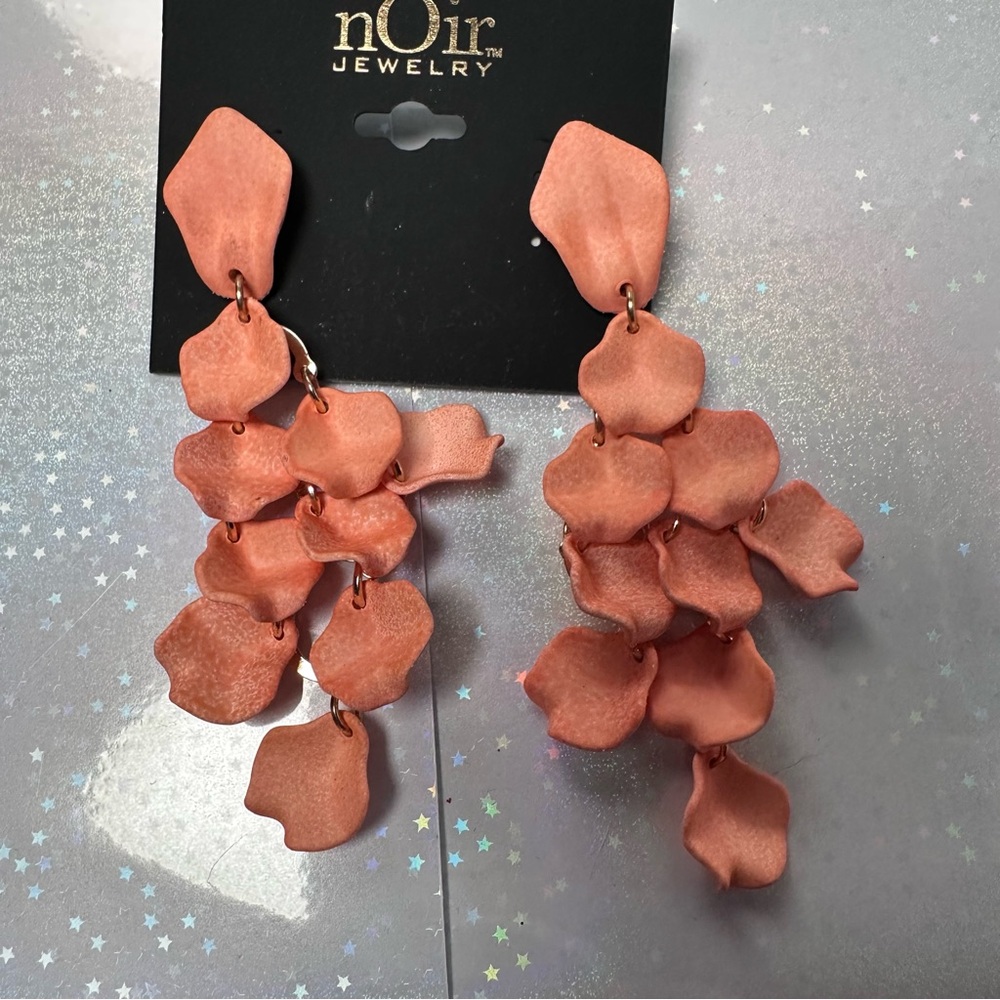 nOir Jewelry | Coral Drop Petal Earrings | NWT